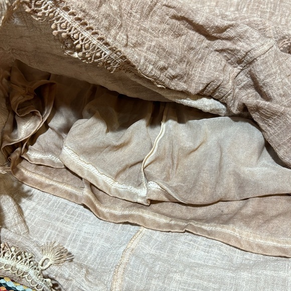 ❤️Pretty Angel  Brown Double Layer Linen Blend Lace Skirt Boho Lagen Look … - Picture 15 of 16